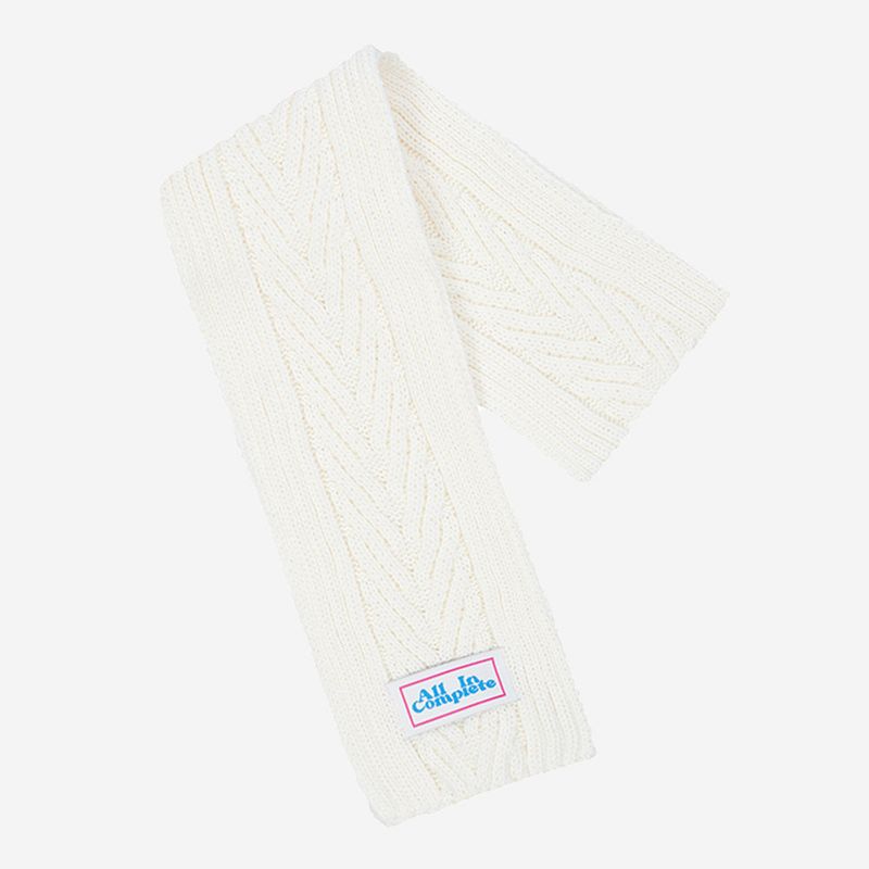 Arrow Knit Mini Muffler (Cream)