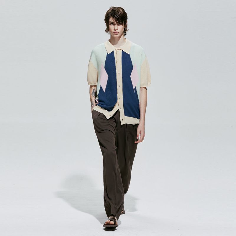 pocker-dia half knit cardigan ivory