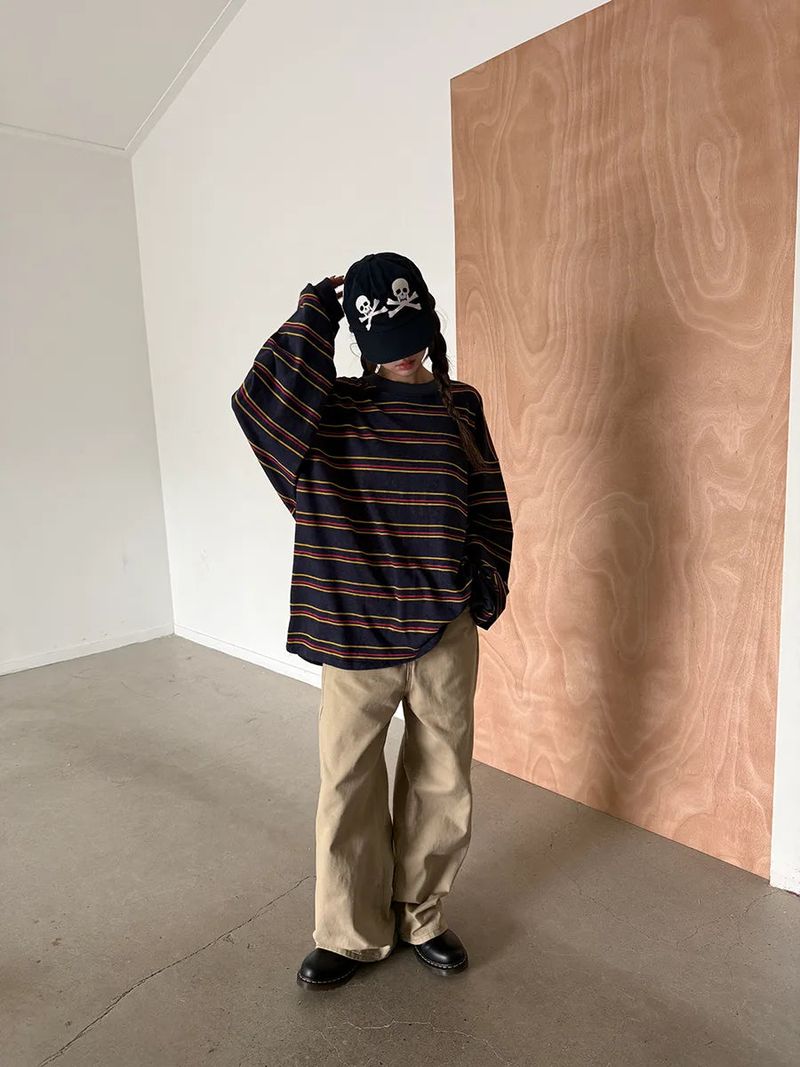 multi stripe boxy T