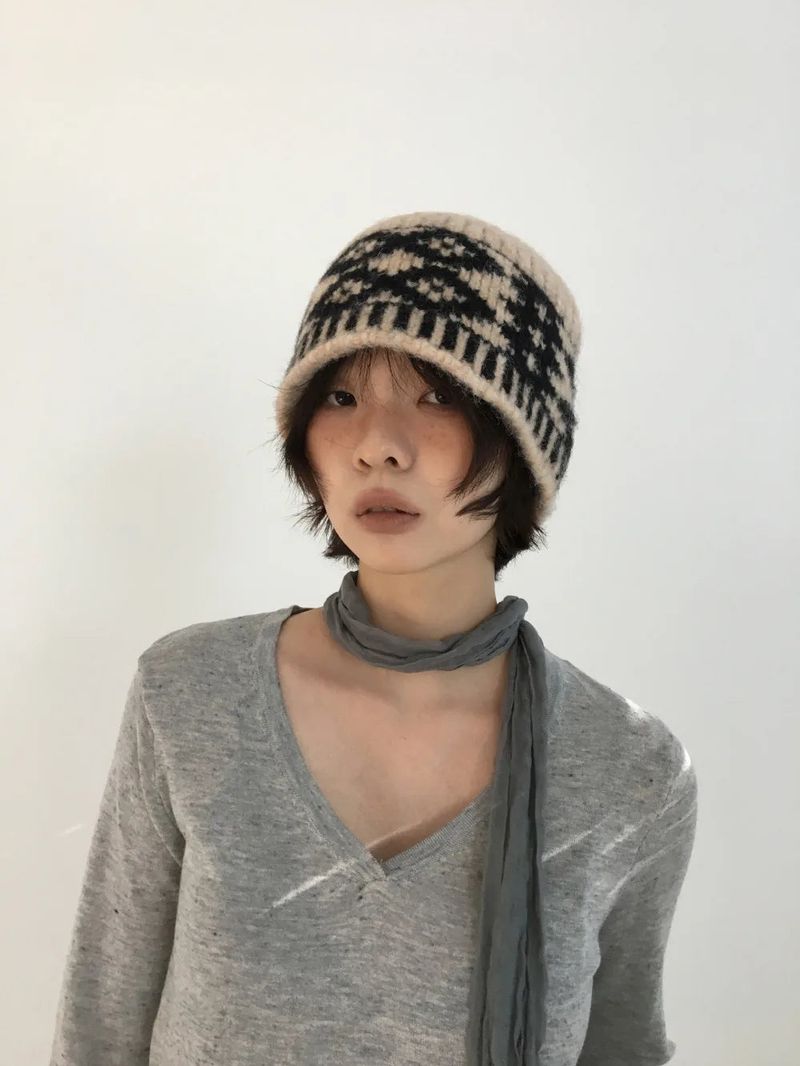 Ripi Side Button Knit+Scarf (4color)