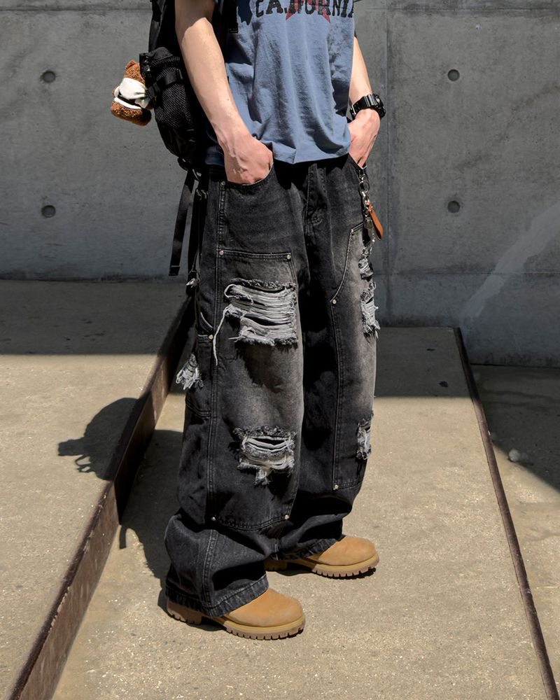 Devon Carpenter Wide Distressed Denim