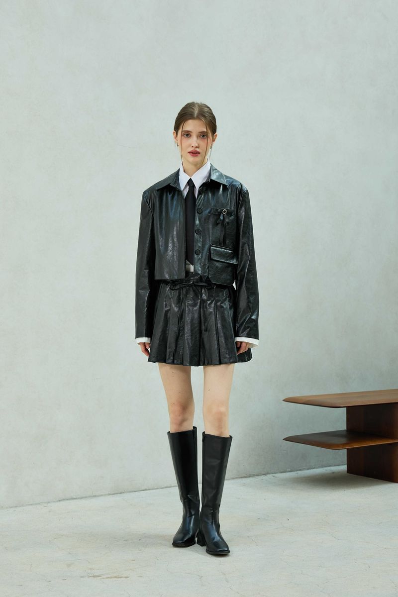 MOLLY LEATHER CROP JACKET / BLACK
