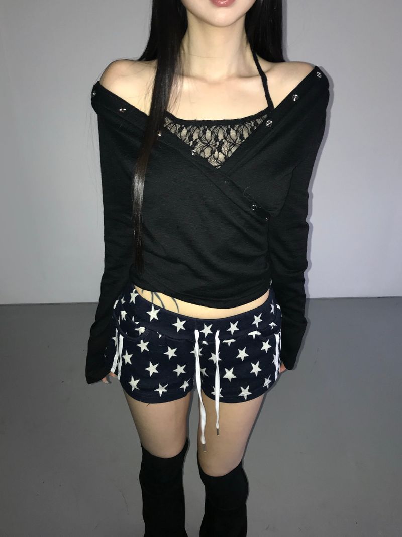 snap cross hoodie top(3 color)