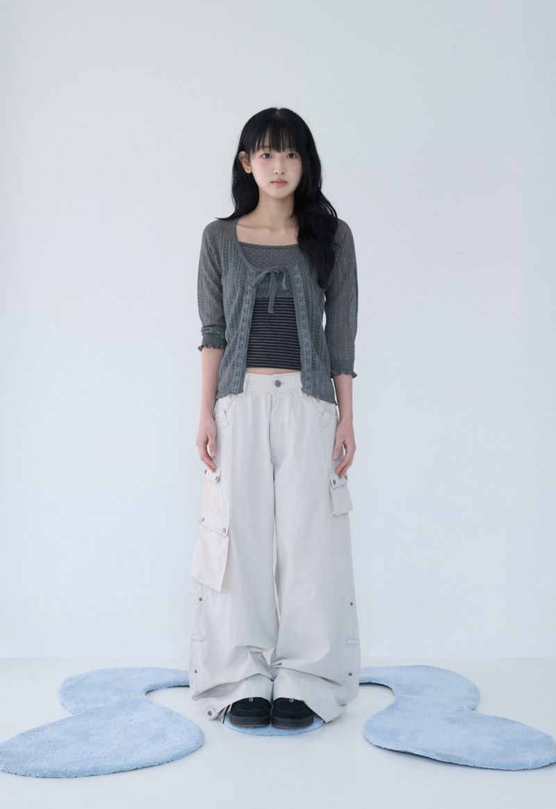3-WAY MESH POCKET CARGO PT IVORY