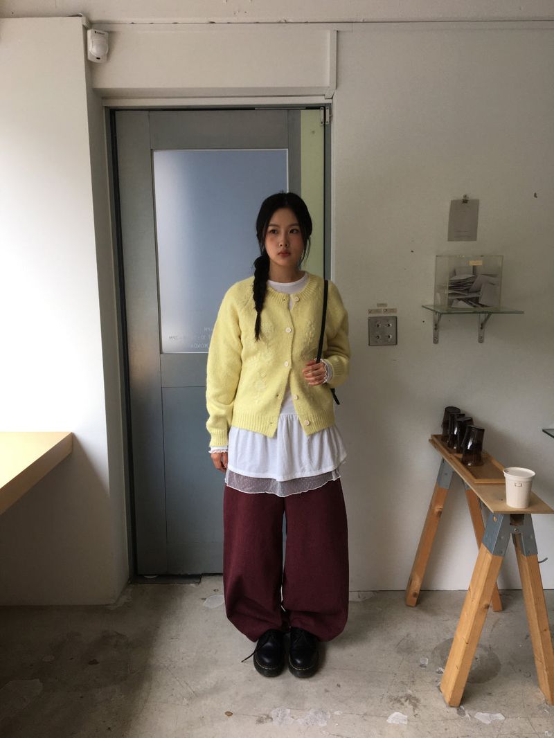 フラッフィーアップリケカーディガン (3color)