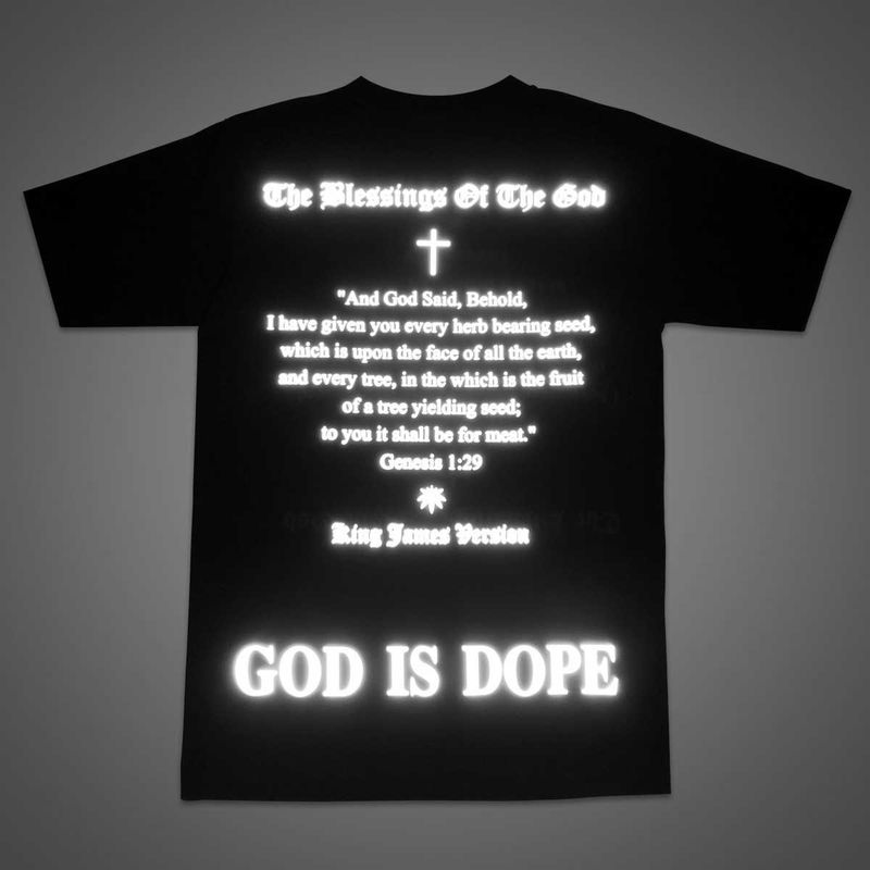 TZ worldwide GOD IS DOPE 3M REFLRETIVE TEE