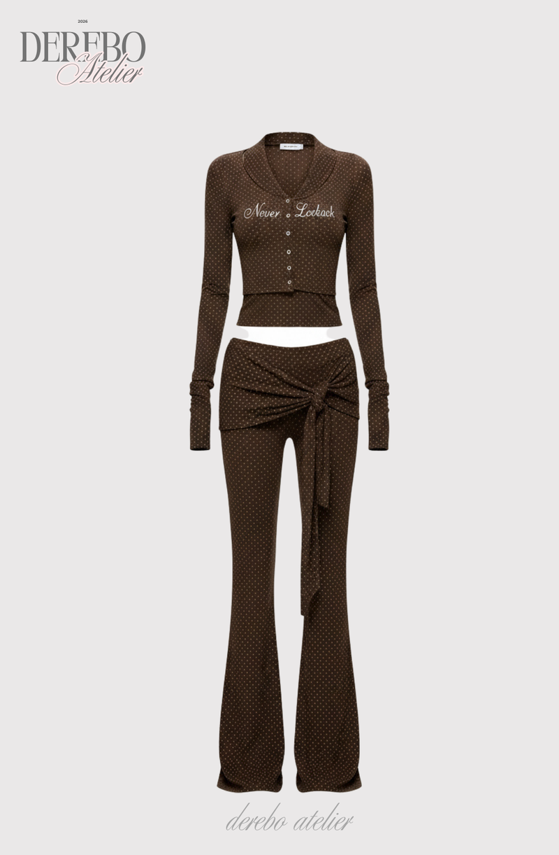 Dot halter cardigan flare training setup (PANTS)