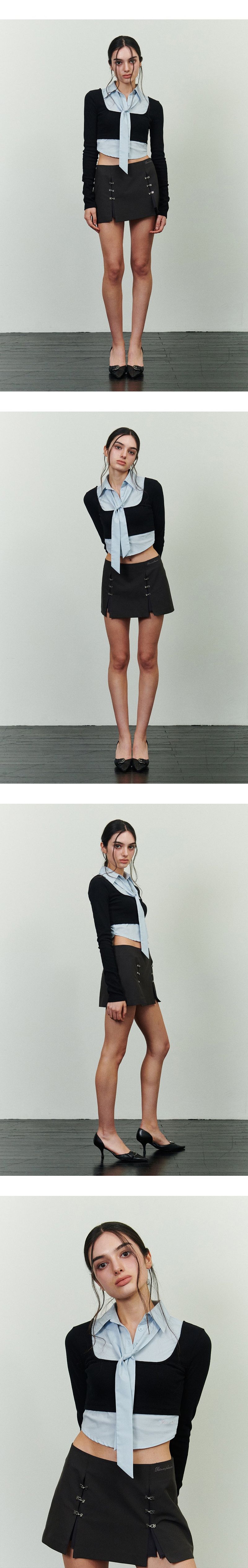 イブリン シャツ トップ ブラック