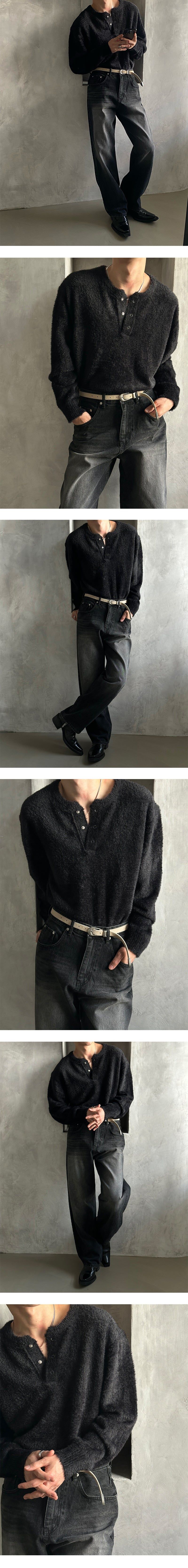  [PREMIUM][MADE] Angora hair henry neck knit(3color)