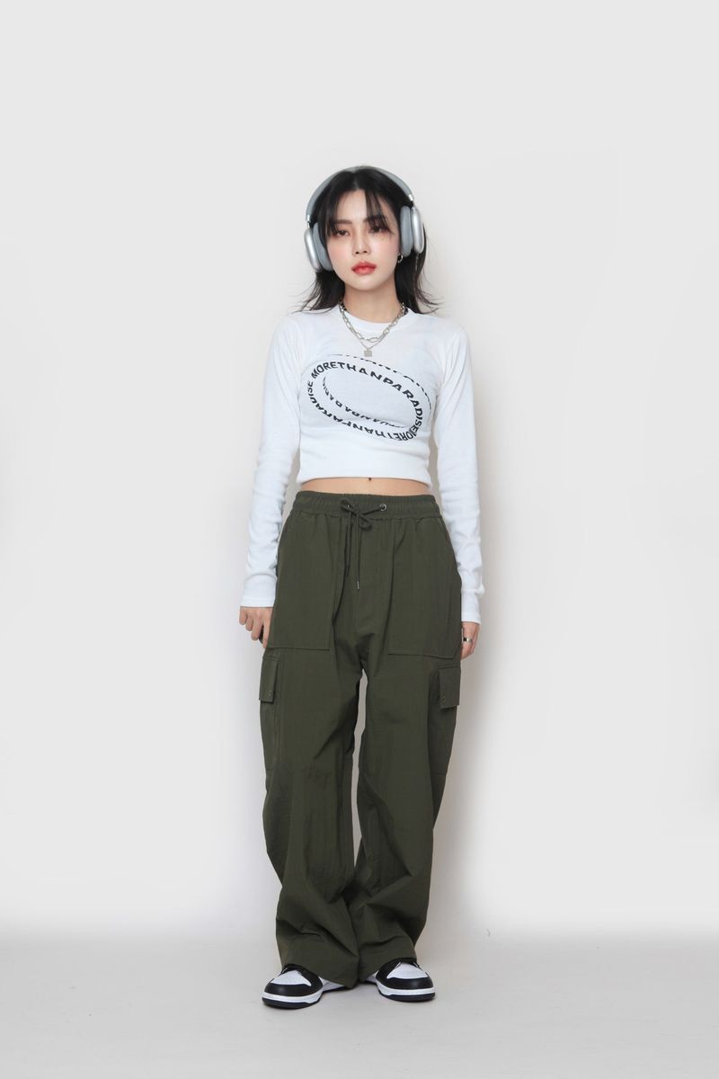 Wave Crop Long Sleeve T-Shirt