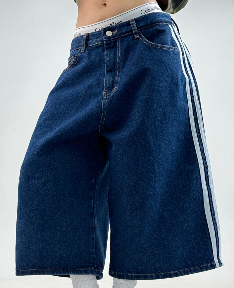 THREE-STRIPE POINT DENIM BERMUDA💙🖤 - 2 COLORS