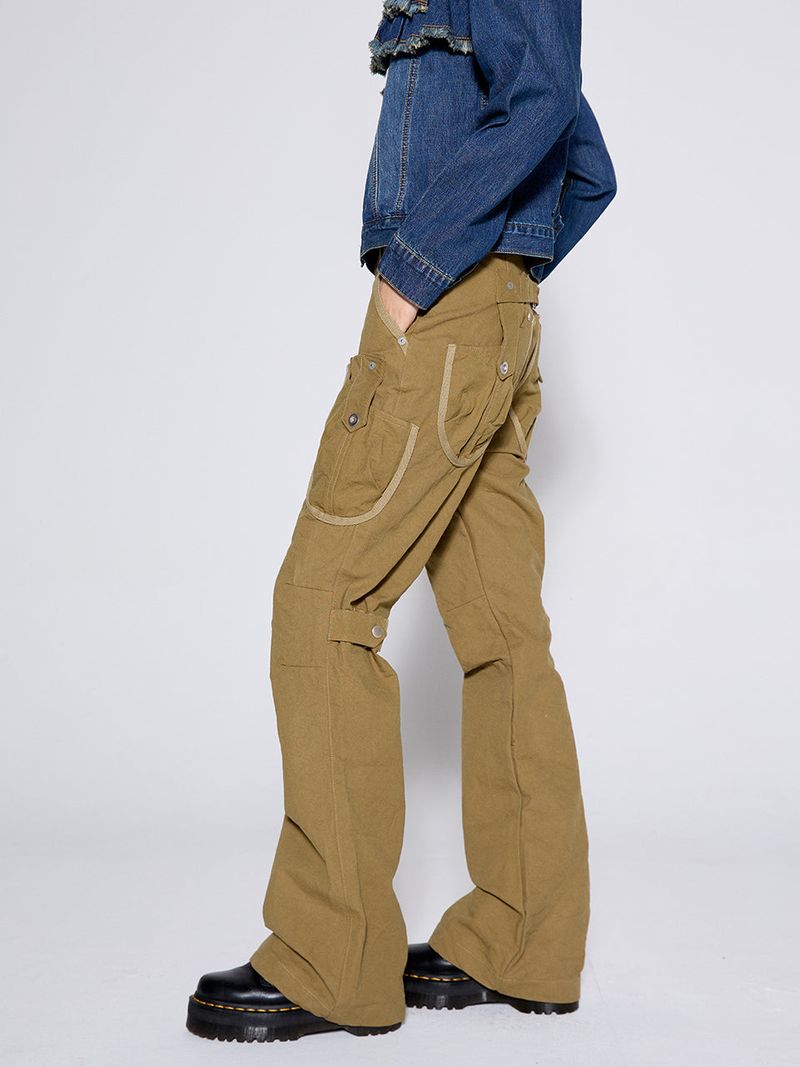 WASHED CARGO BOOTCUT PANTS / KHAKI