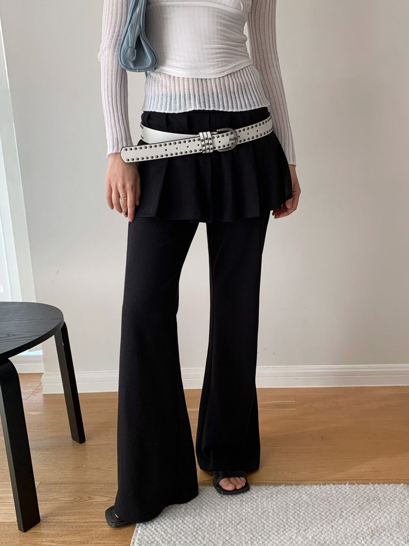 Pleated Skirt Stretch Long Pants