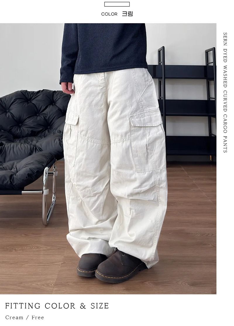 Cerne Dying Washed Curved Cargo Pants