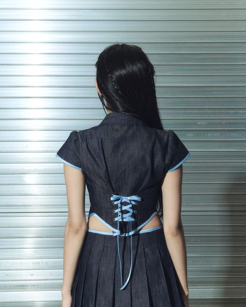 denim eyelet bl - deep blue