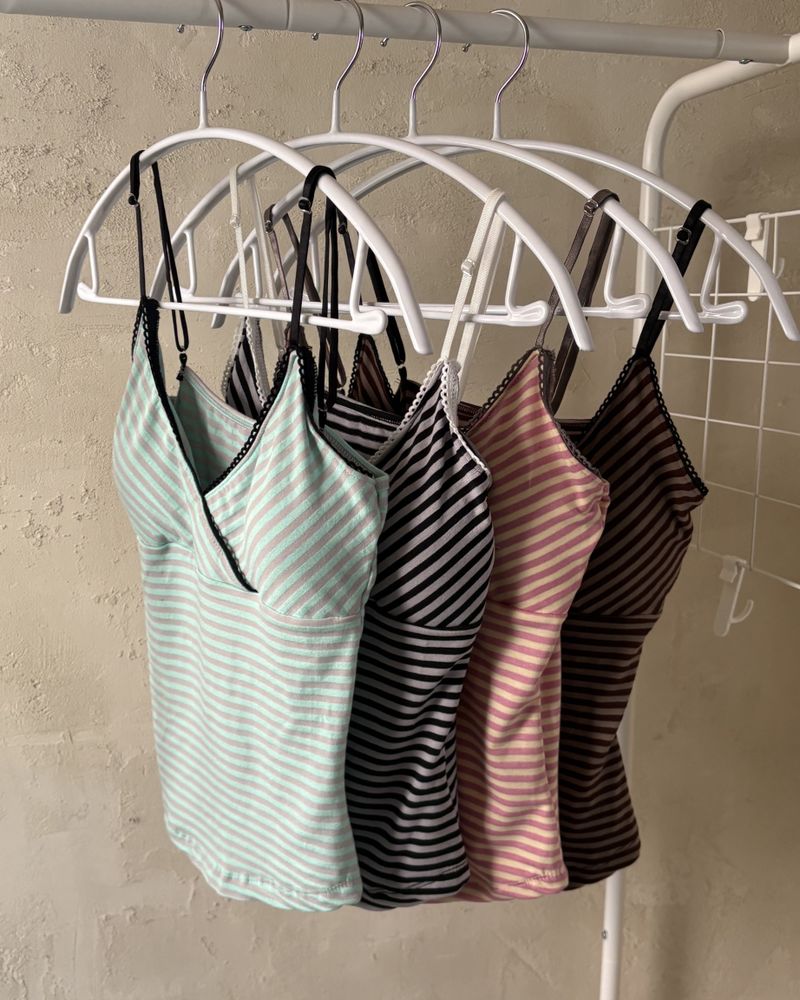 Poptin Stripe Cap-Sleeve Top