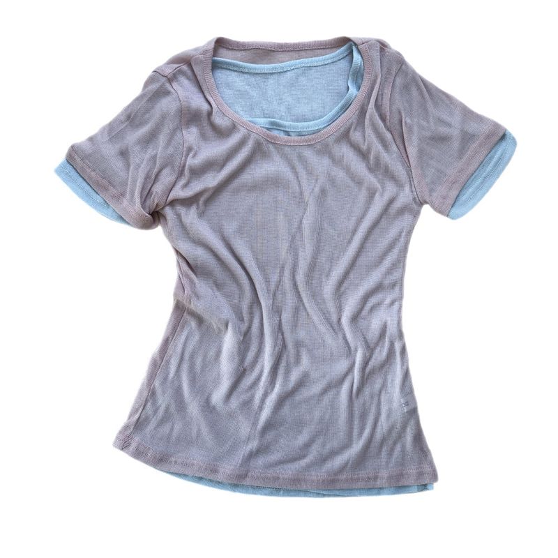 Melting Sheer Layered Half Sleeve Tee