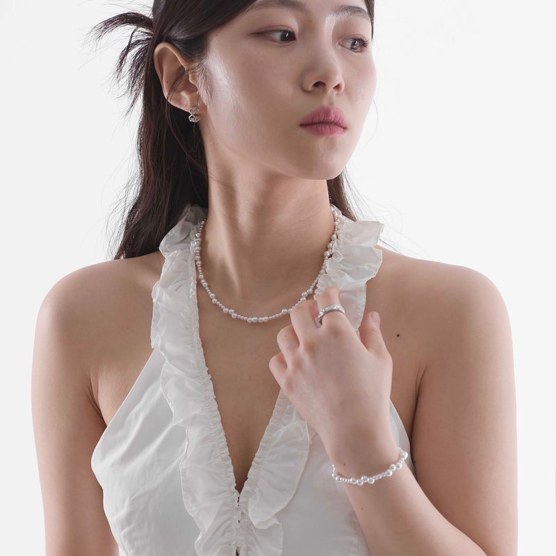 Wave Glass Pearl  Necklace & Bracelet (set)