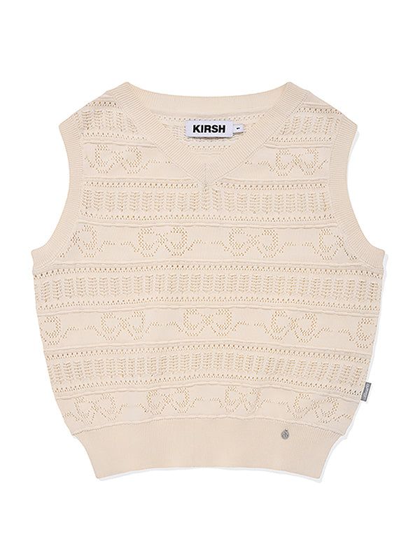 KIRSH（キルシー）の「RIBBON CROCHET CROP KNIT VEST [IVORY]（Tops）」