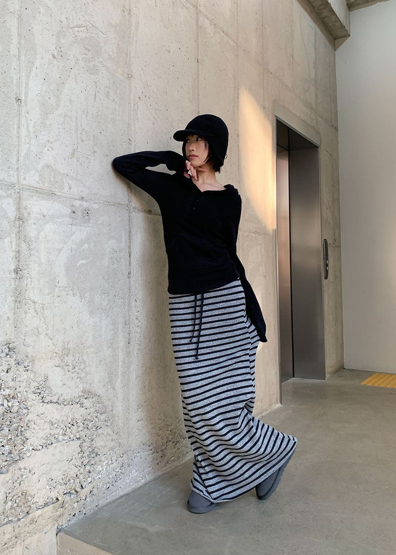WOOL BUTTON HOOD TEE