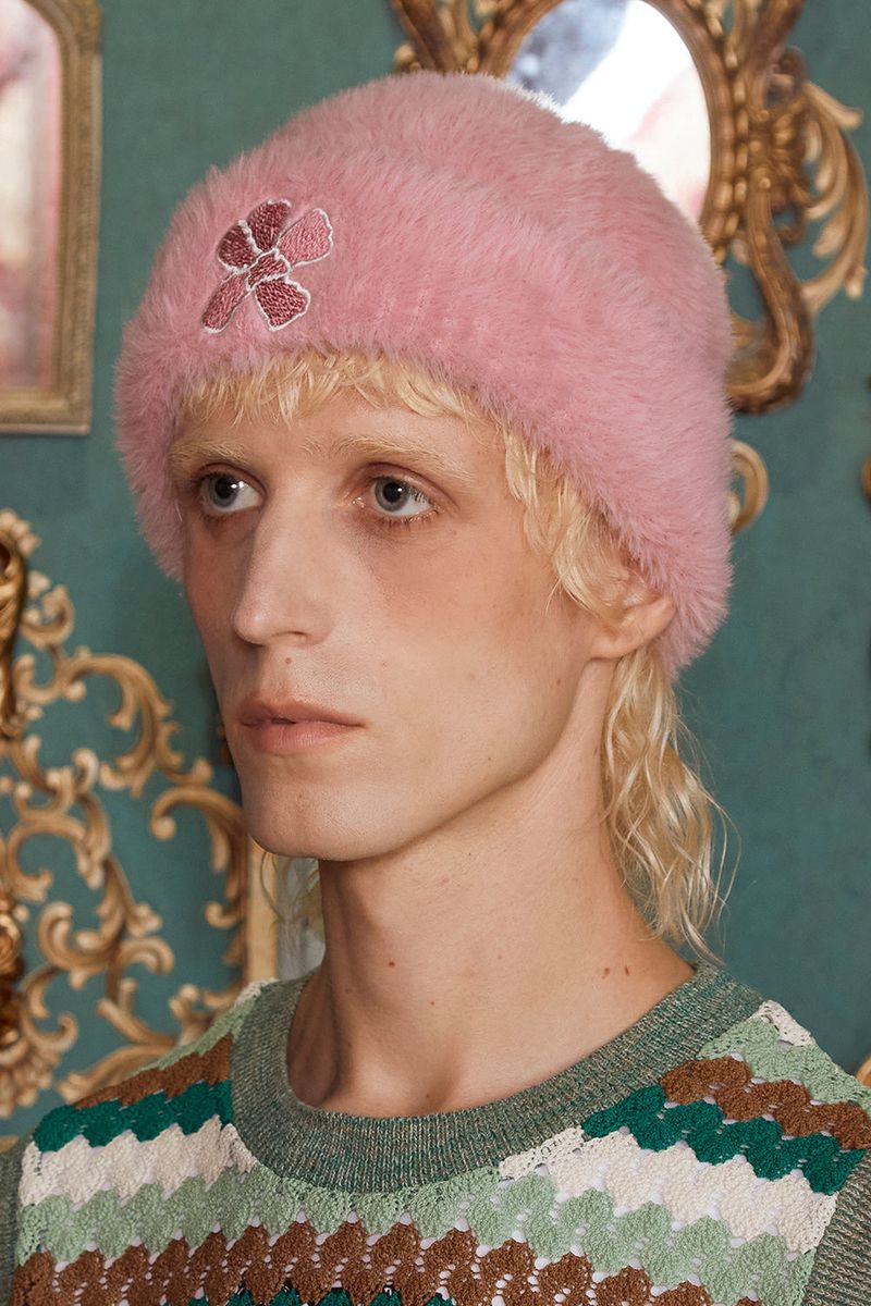 FLOWER FUR BEANIE / PINK