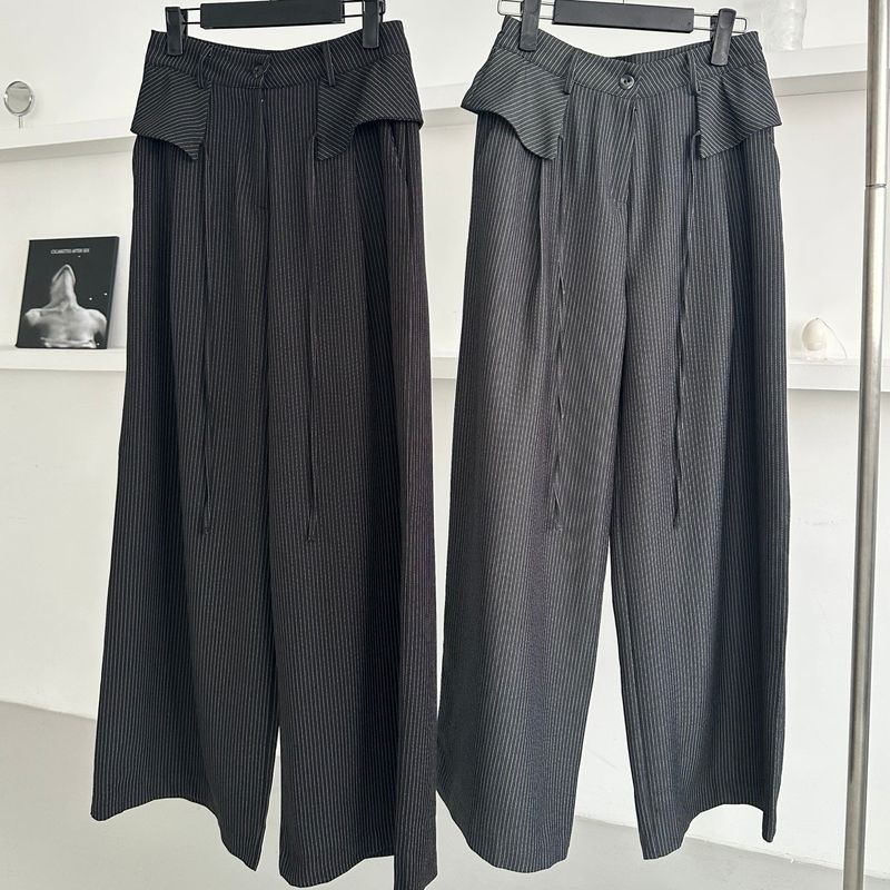 Flap Stripe Slacks - 2colors