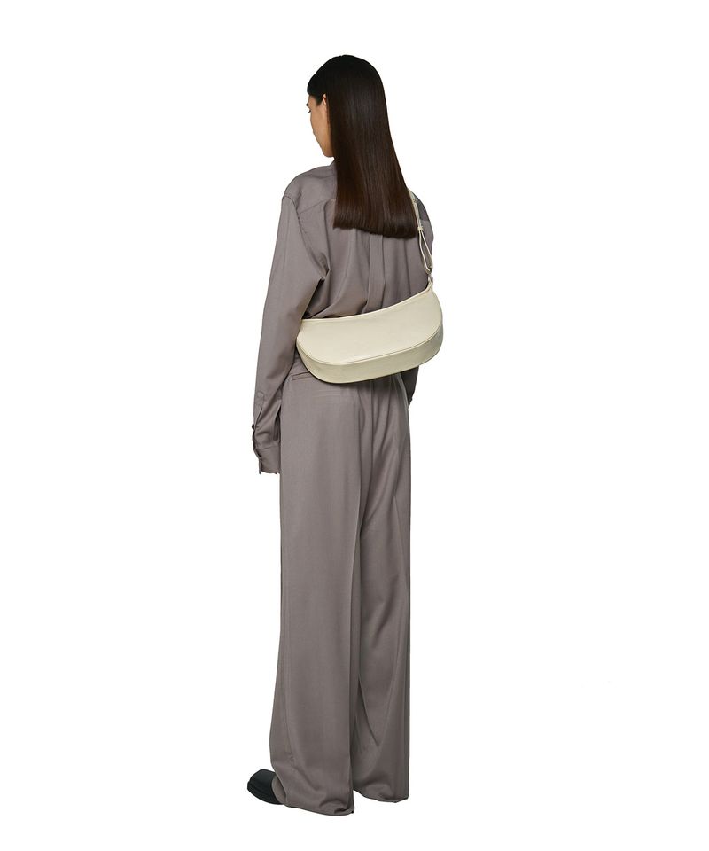 H-Buckle Soft Leather Hobo Bag (ivory)