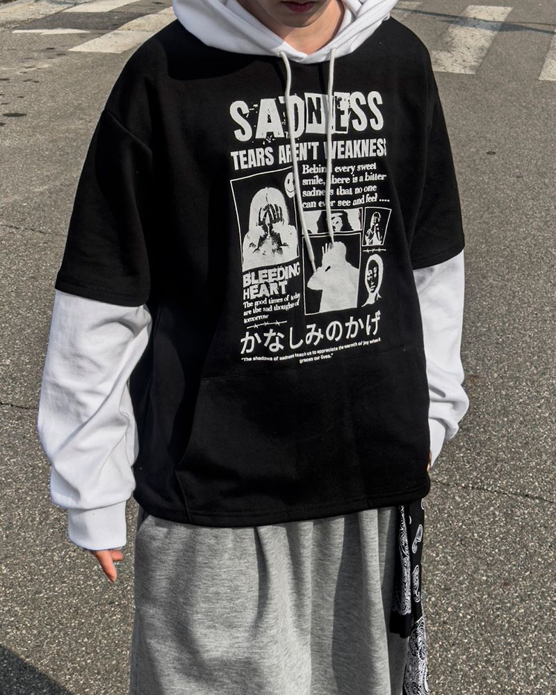 Sad Layered Oversized Hoodie