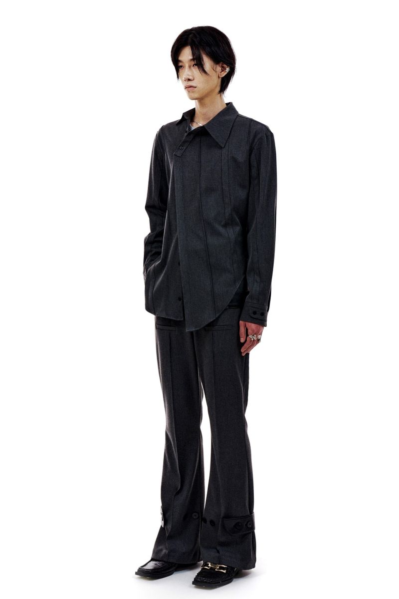 LEATHER STRAP TAILORED PANTS