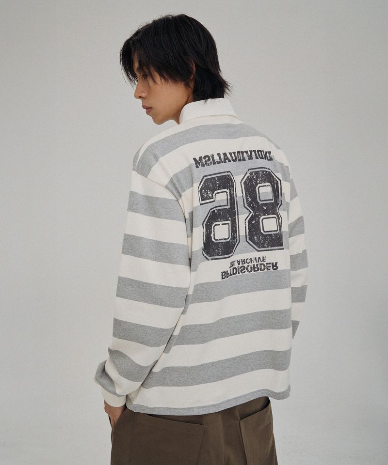 98 STRIPE RUGBY L/S SHIRT GRAY