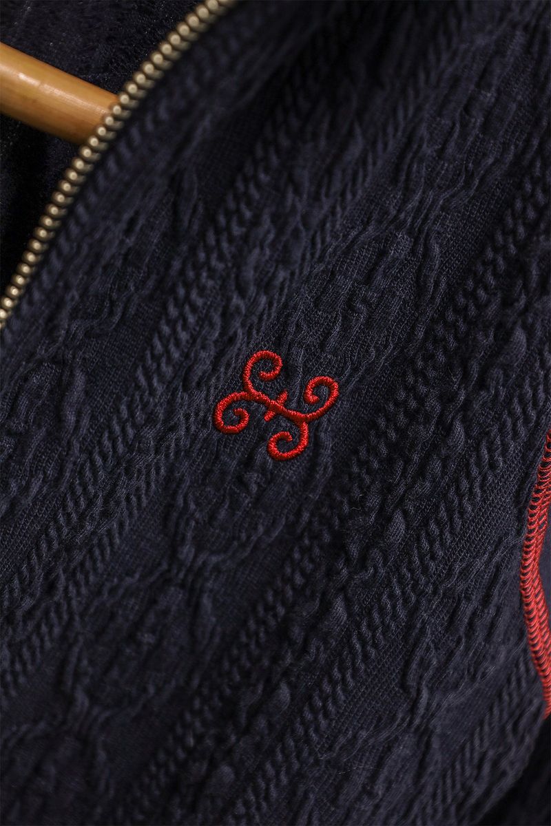 AIR CABLE KNIT HALF 2WAY ZIP UP JACKET-NAVY LIGHT