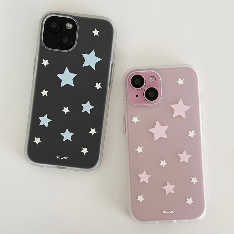 pastel star half clear jelly case (blue)