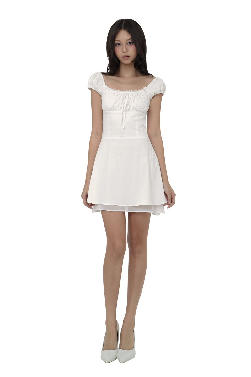 Chloe ribbon dress, White
