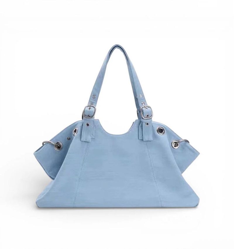 GLOSSY SILVER SHOULDER TOTE BAG