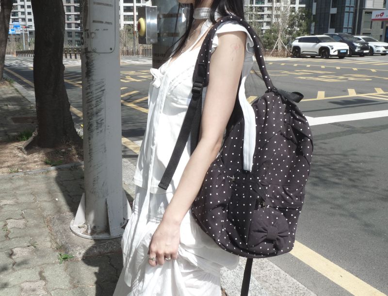 Polka dot ribbon backpack