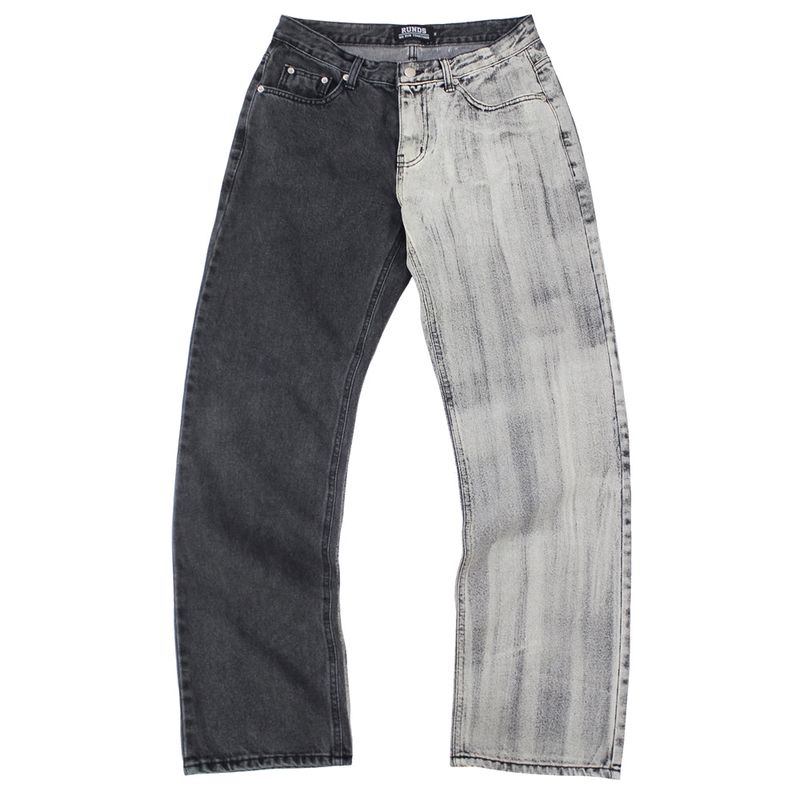RUNDS(ランド)の「half&half brush wide denim pants (washed black)(Pants)」