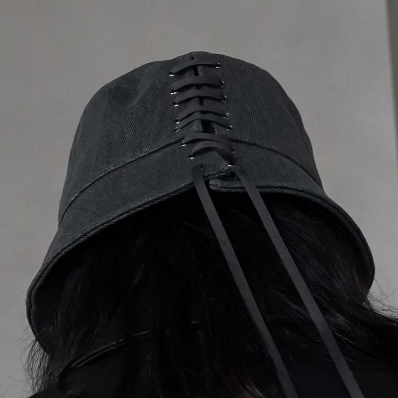 [SVR]HYPER OVER SIZE BACK STRING BUCKET HAT_WHASHING BLACK_AXII