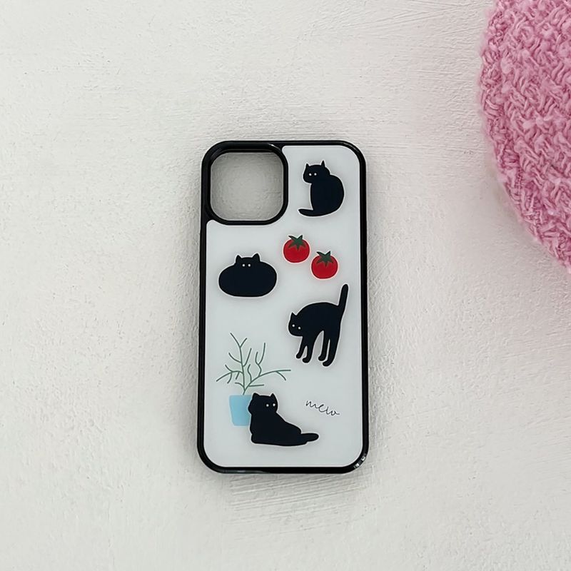 mew cat glossy glass bumper case