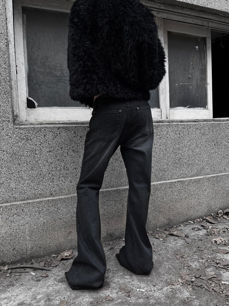 dark semi low-rise bootcut denim