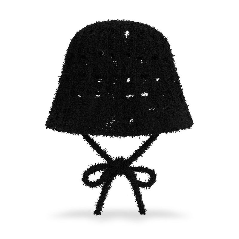 VA Curved Oval Metal Knit Punching Bucket Hat / Black