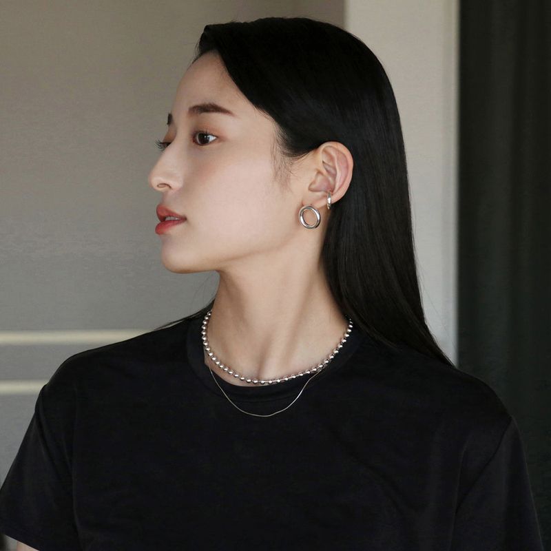 silver thin snake chain necklace (silver