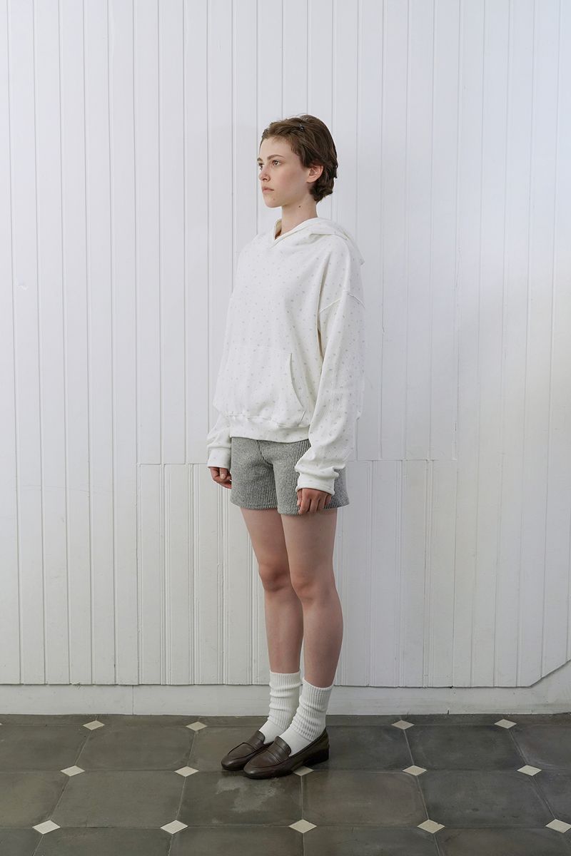 Floral waffle hoodie_ivory