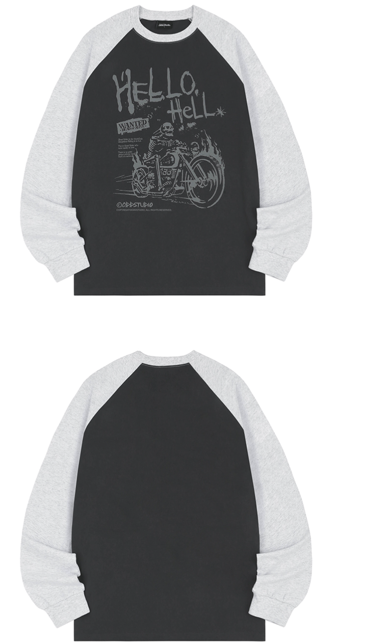 Hello Hell Raglan Oversized Fit Long Sleeve