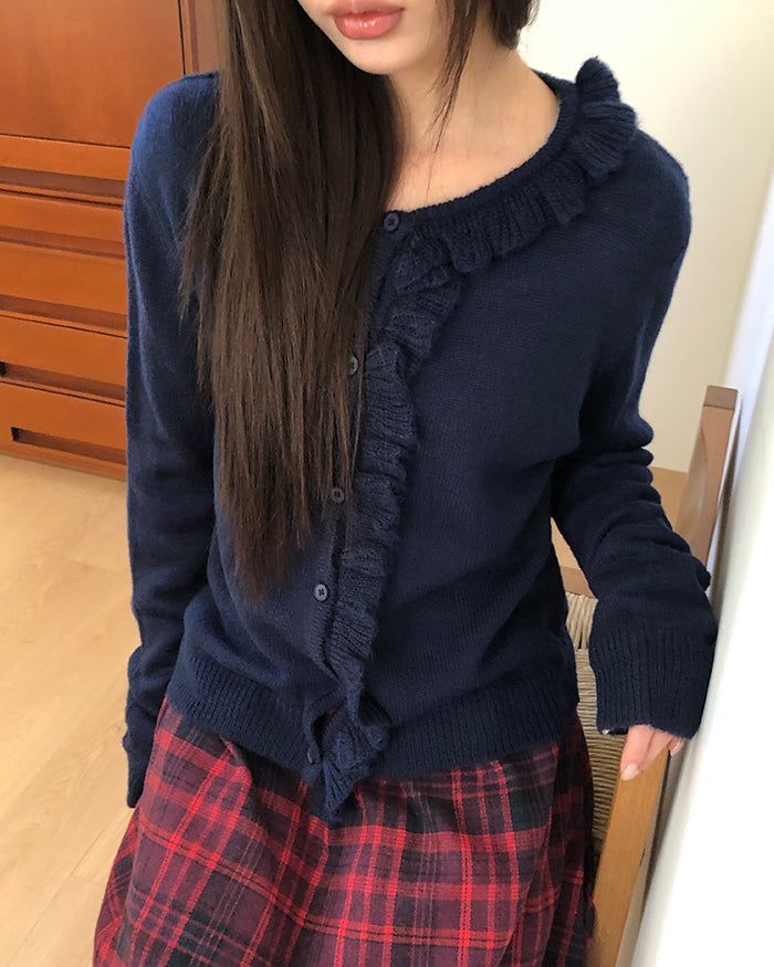 Omic Side Frill Knit Cardigan