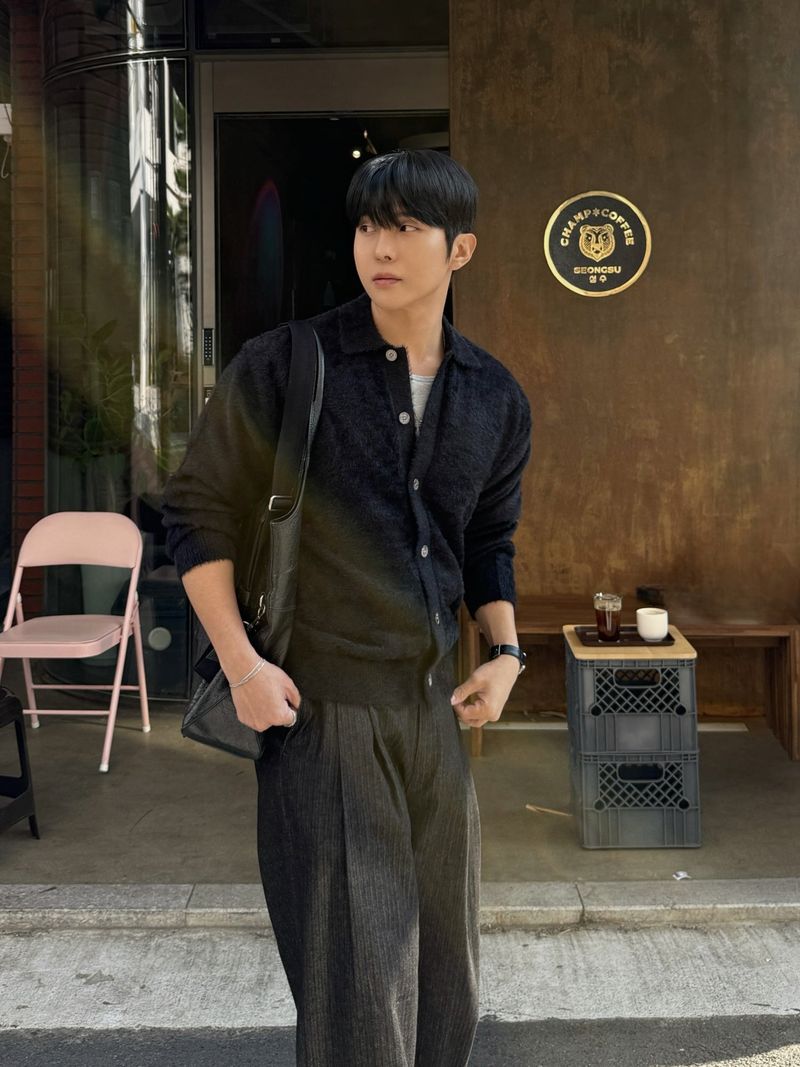 Porter herringbone denim slacks