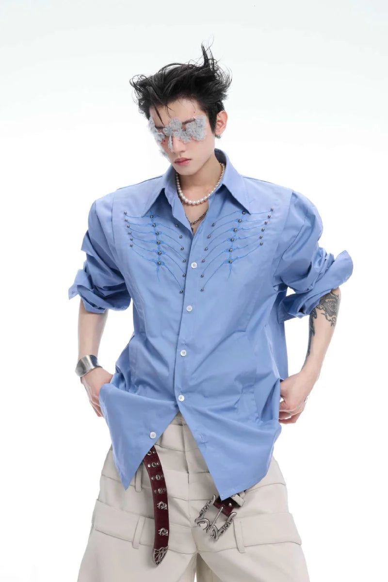 Embroidered Studded Spine Shirt
