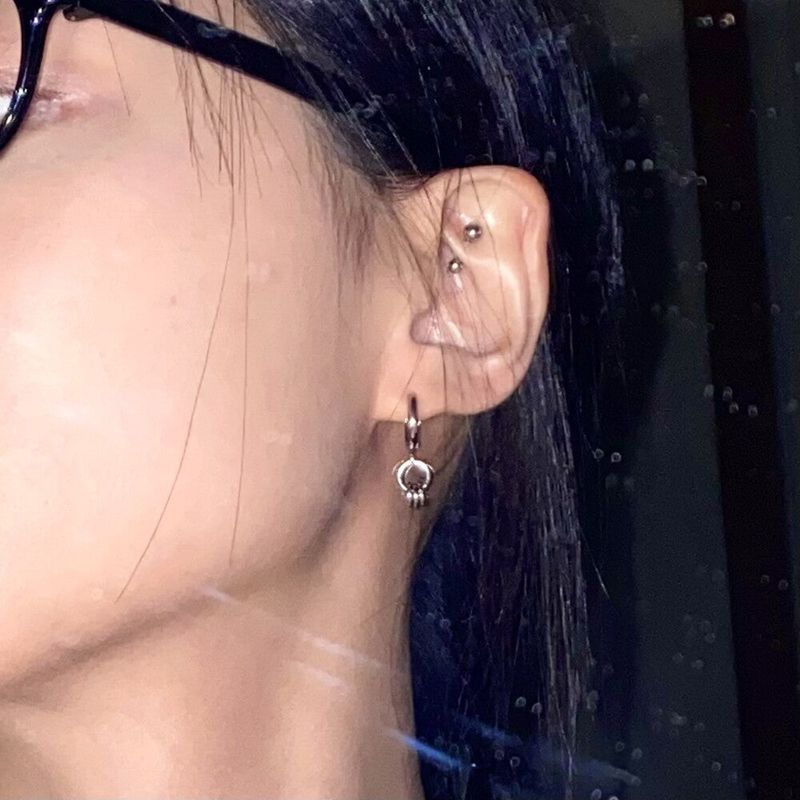 Surgical steel 3 ring earring