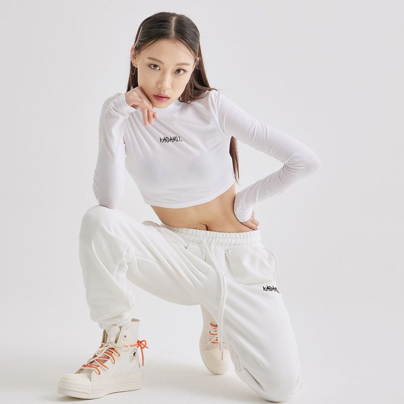 Crop Polo neck T White