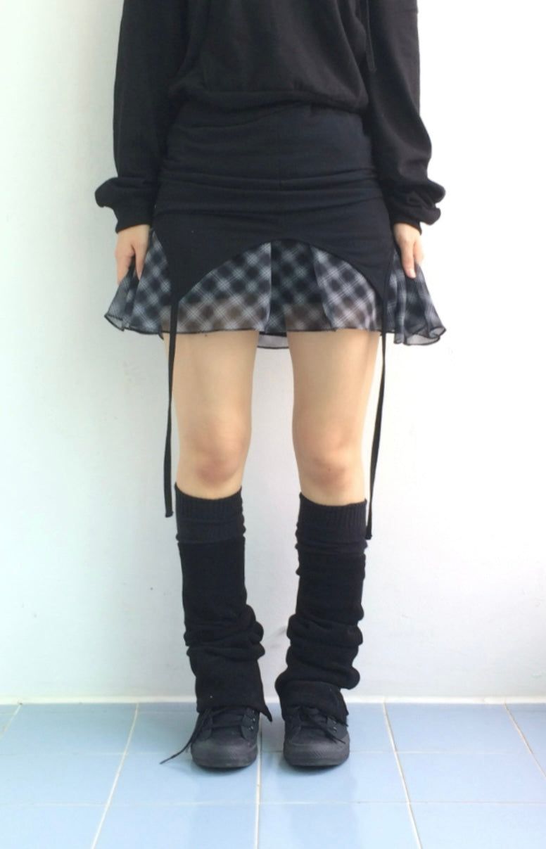 Blooming Check Chiffon Skirt