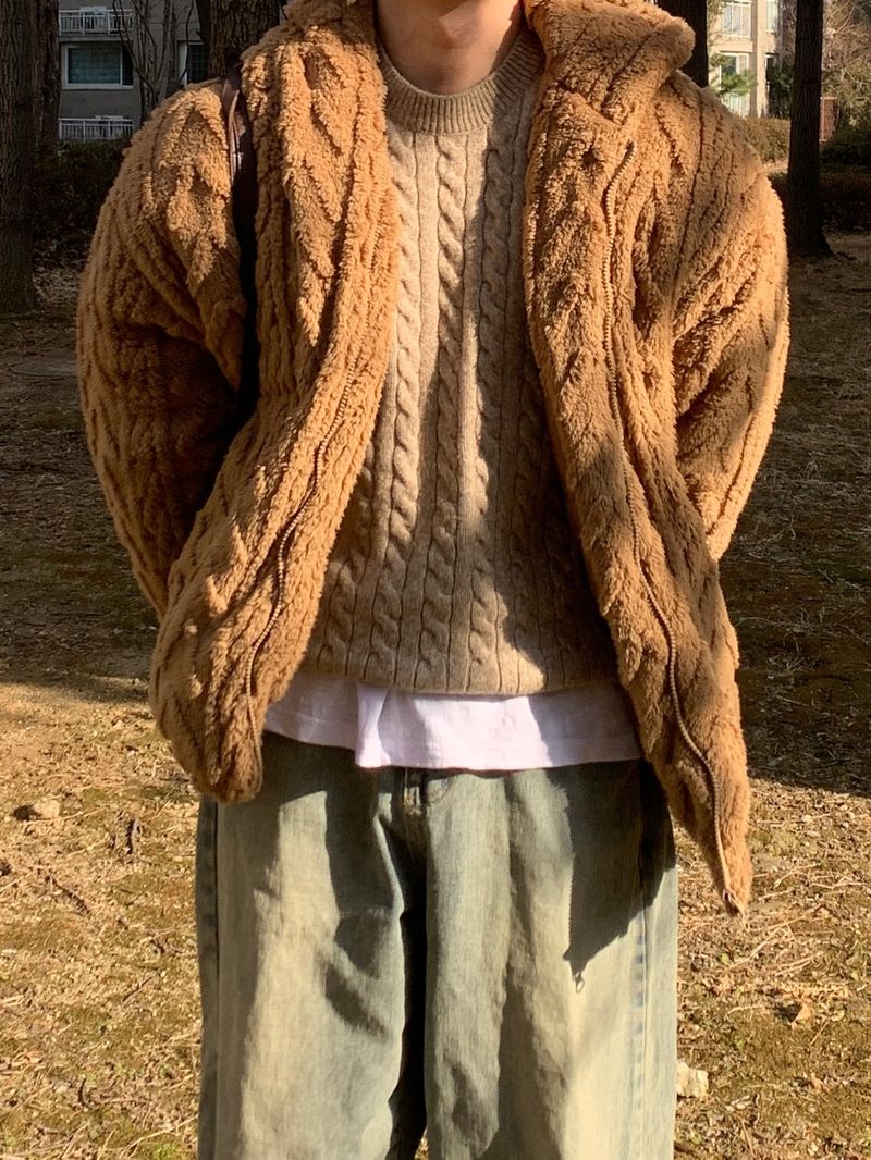 Ble Cable Mink Fur Hood Padding